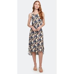 Munthe Edam High Low Midi Dress Womens 34 New Playful Face Print Slip